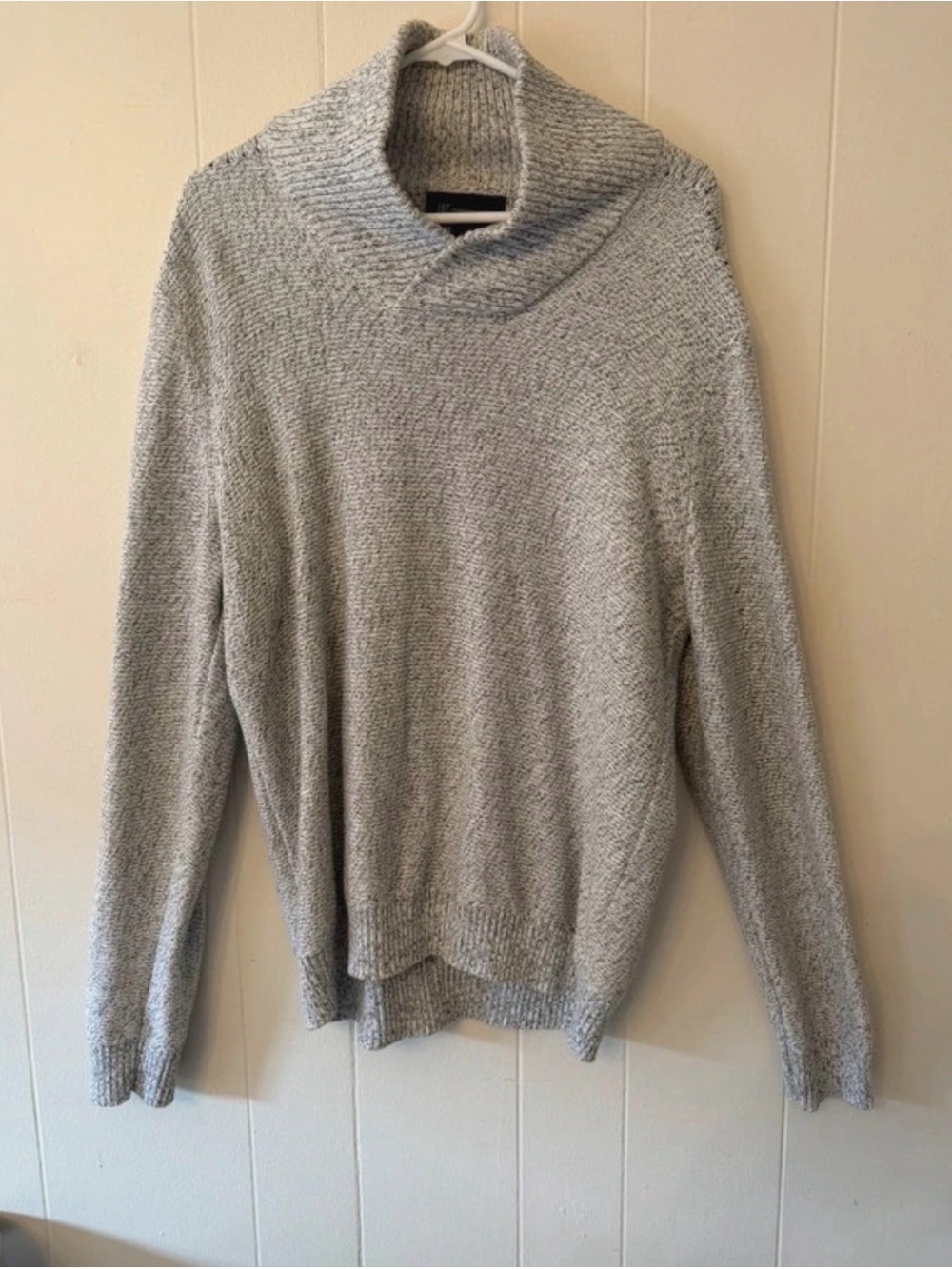 INC Cowl Neck Men's Shawl Collar Gray Sweater Size L Long Sleeve Mens Sweater